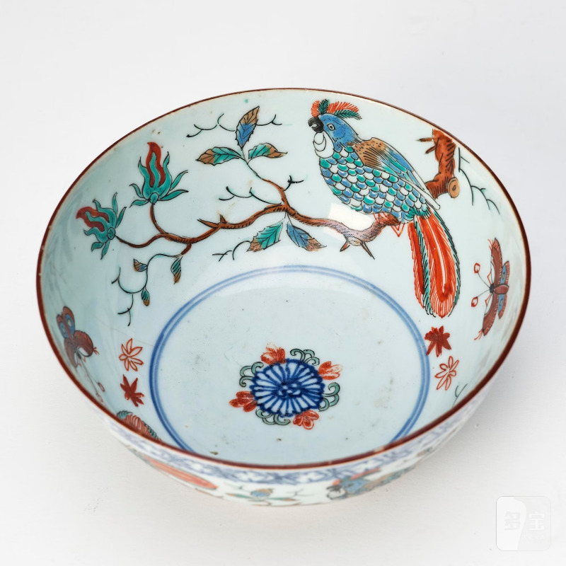 An enameled 'parrots and butterflies' bowl, - 图6